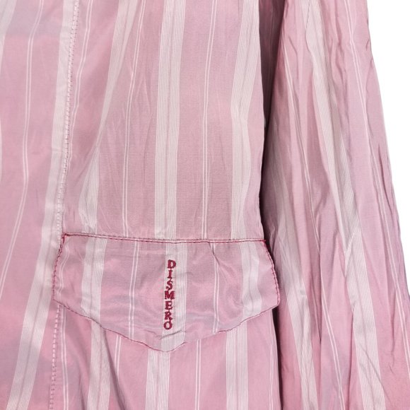 Dismero Vintage Military Style Burgundy Stripe Button Up Long Sleeve Top Med - Picture 4 of 5